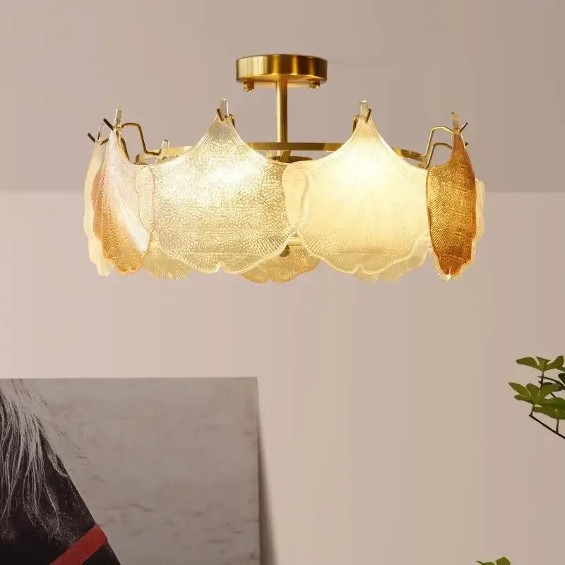 contemporary led chandelier gold leaf dining room light