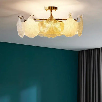 contemporary led chandelier gold leaf dining room light