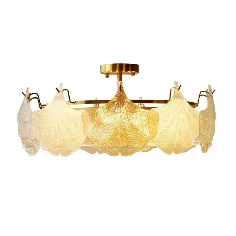 contemporary led chandelier gold leaf dining room light