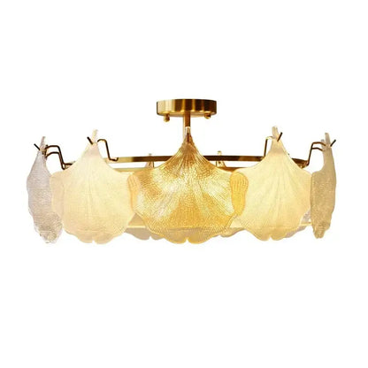 contemporary led chandelier gold leaf dining room light