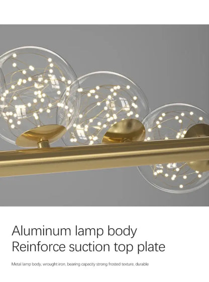 Modern gold long ceiling chandelier dining room glass pendant light