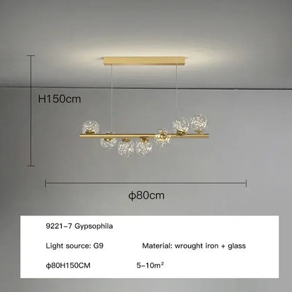 Modern gold long ceiling chandelier dining room glass pendant light