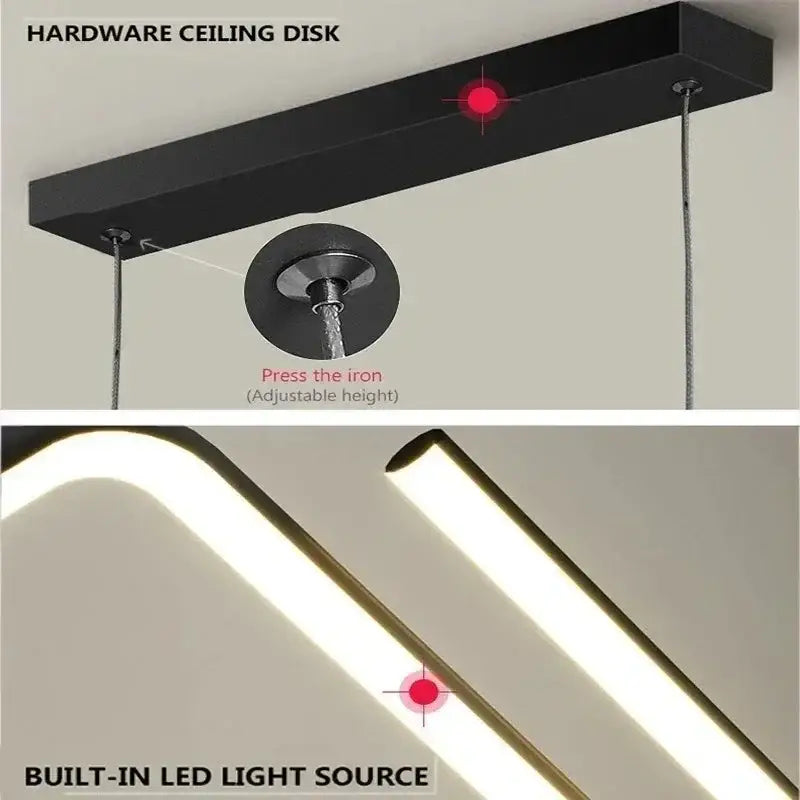 Modern black zigzag led pendant lights for dining room