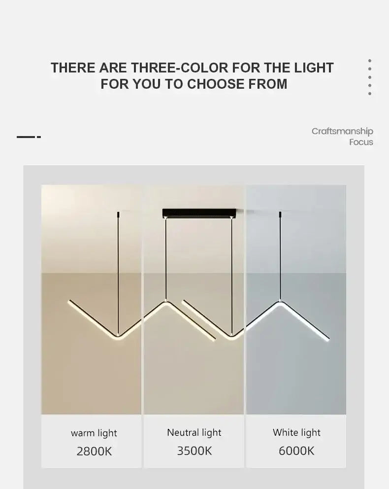 Modern black zigzag led pendant lights for dining room