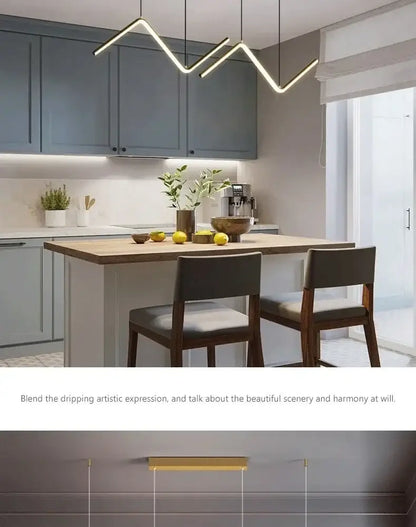 Modern black zigzag led pendant lights for dining room
