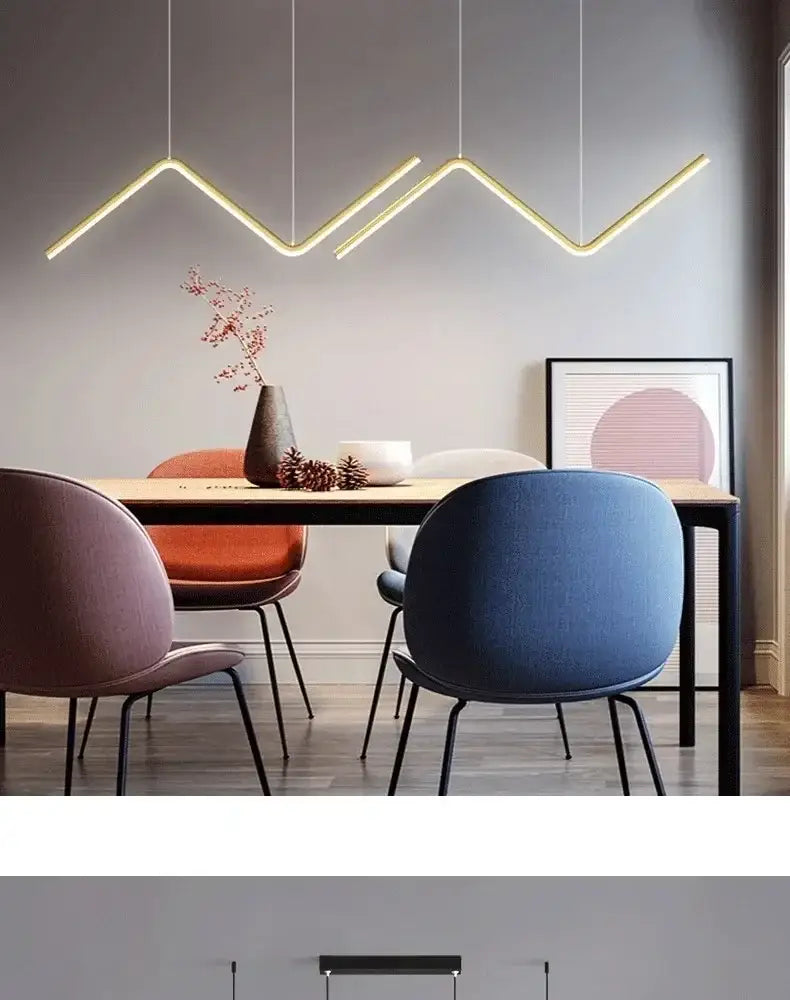 Modern black zigzag led pendant lights for dining room