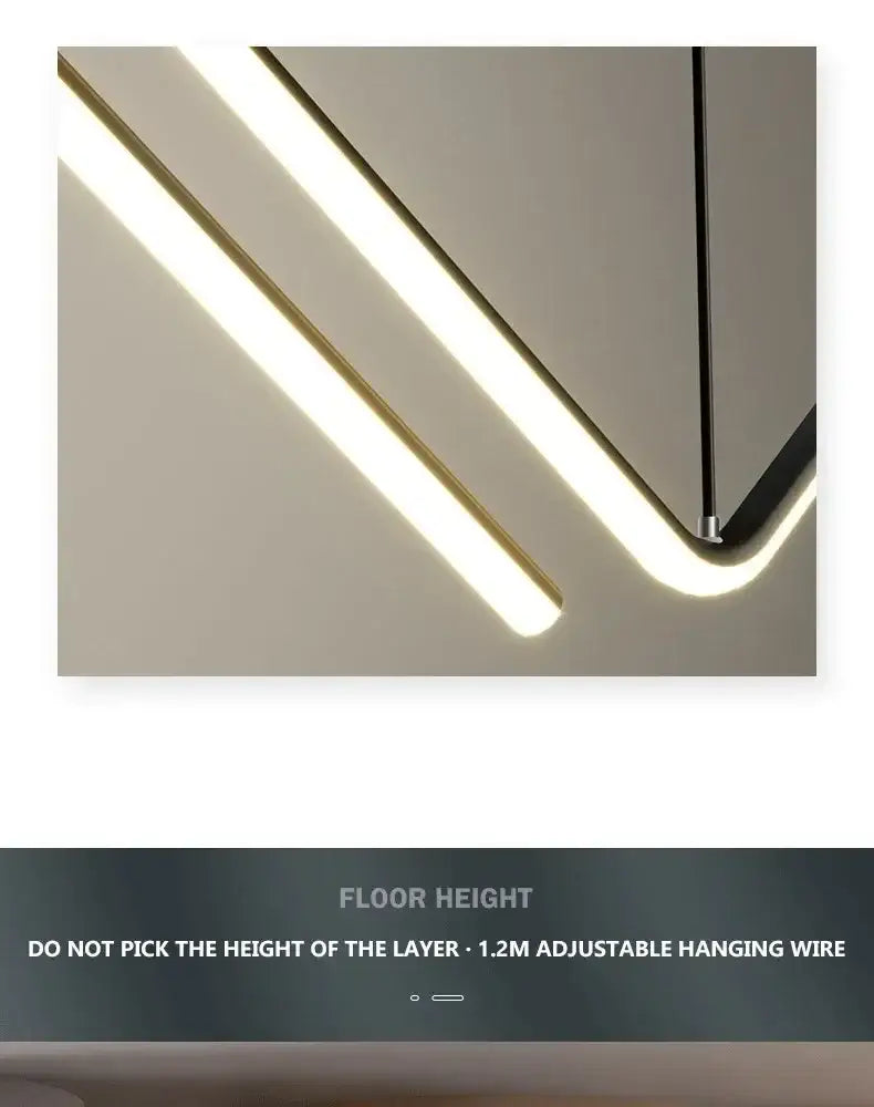 Modern black zigzag led pendant lights for dining room