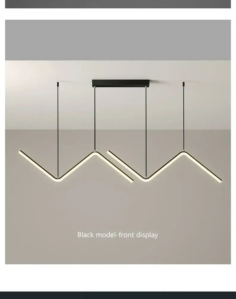 Modern black zigzag led pendant lights for dining room