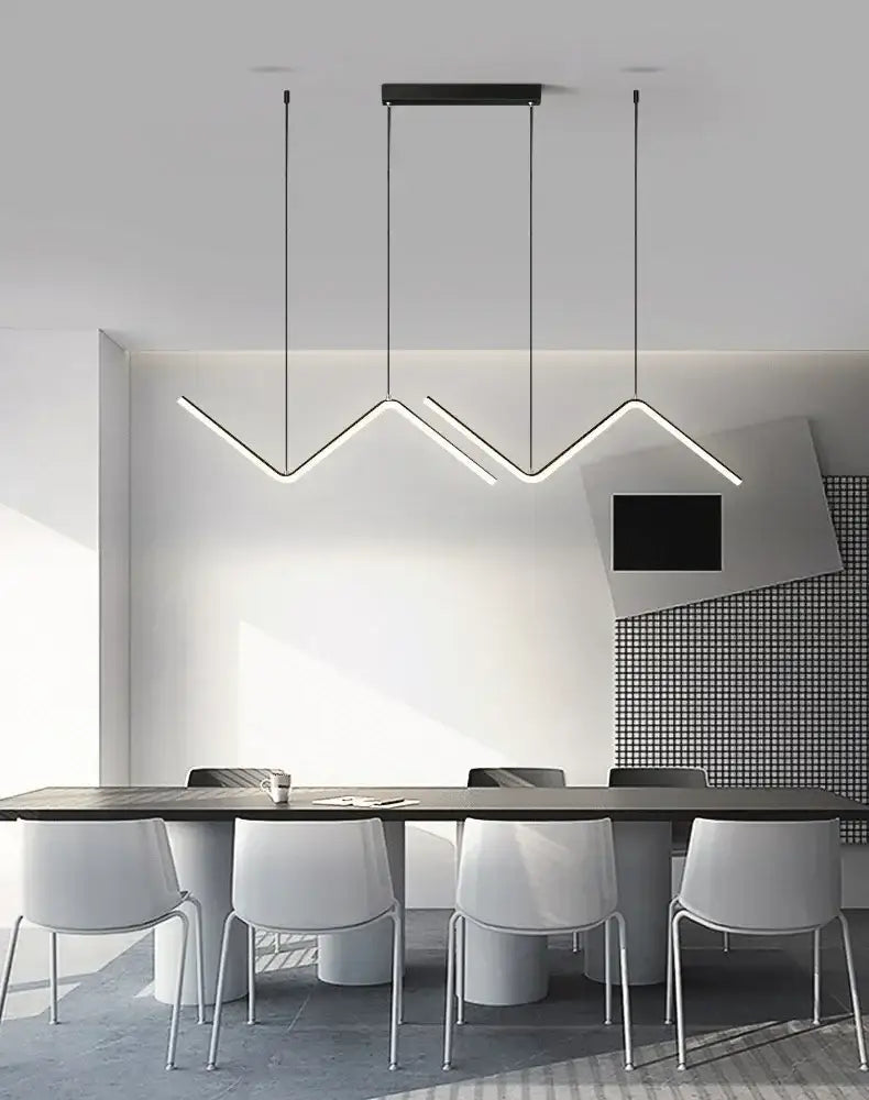 Modern black zigzag led pendant lights for dining room