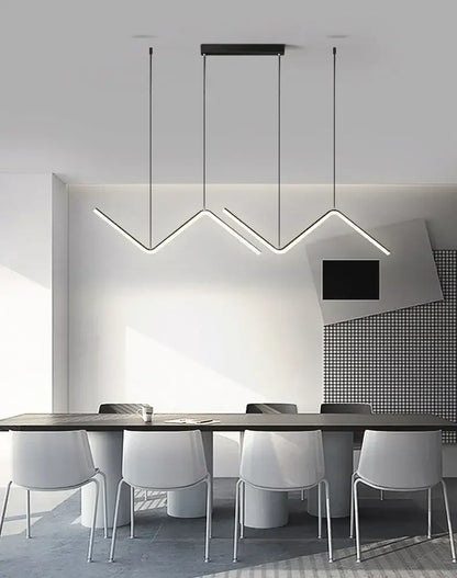 Modern black zigzag led pendant lights for dining room