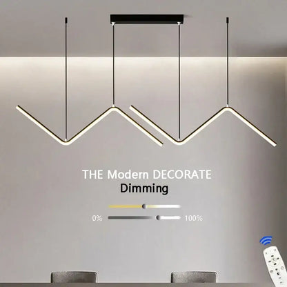 Modern black zigzag led pendant lights for dining room
