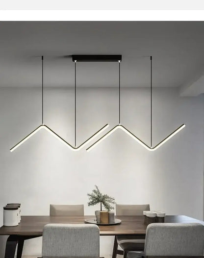 Modern black zigzag led pendant lights for dining room