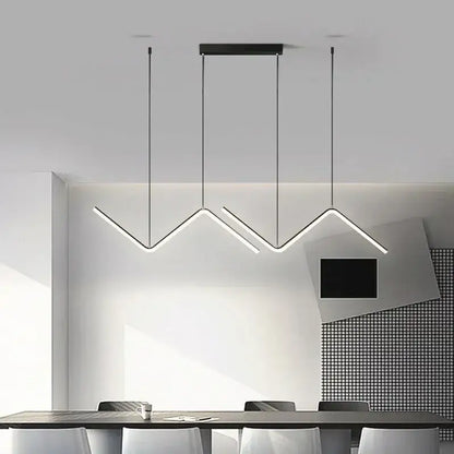 Modern black zigzag led pendant lights for dining room