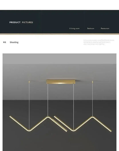 Modern black zigzag led pendant lights for dining room
