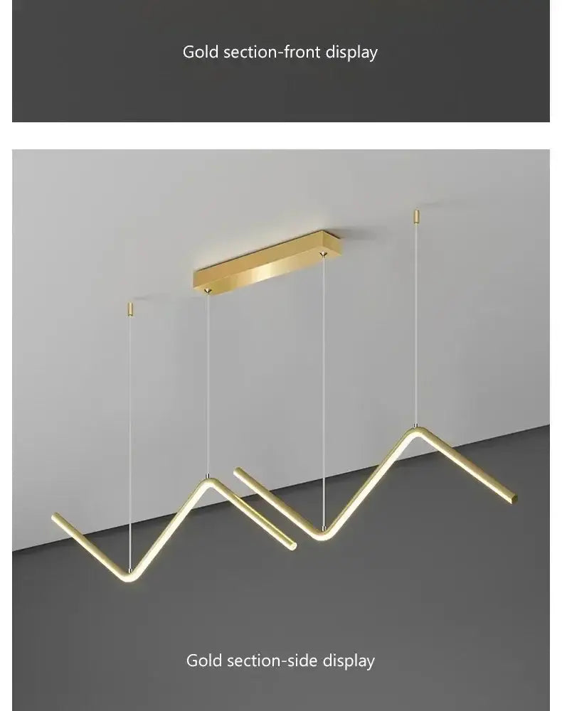 Modern black zigzag led pendant lights for dining room