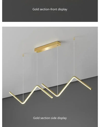 Modern black zigzag led pendant lights for dining room
