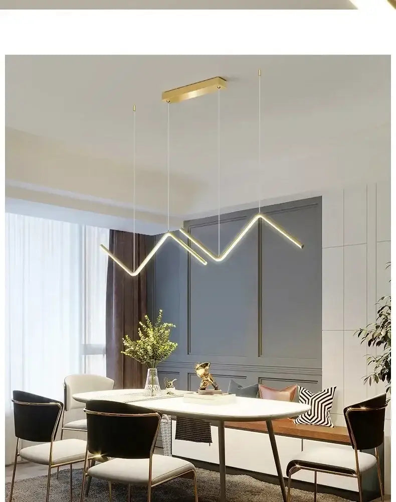 Modern black zigzag led pendant lights for dining room