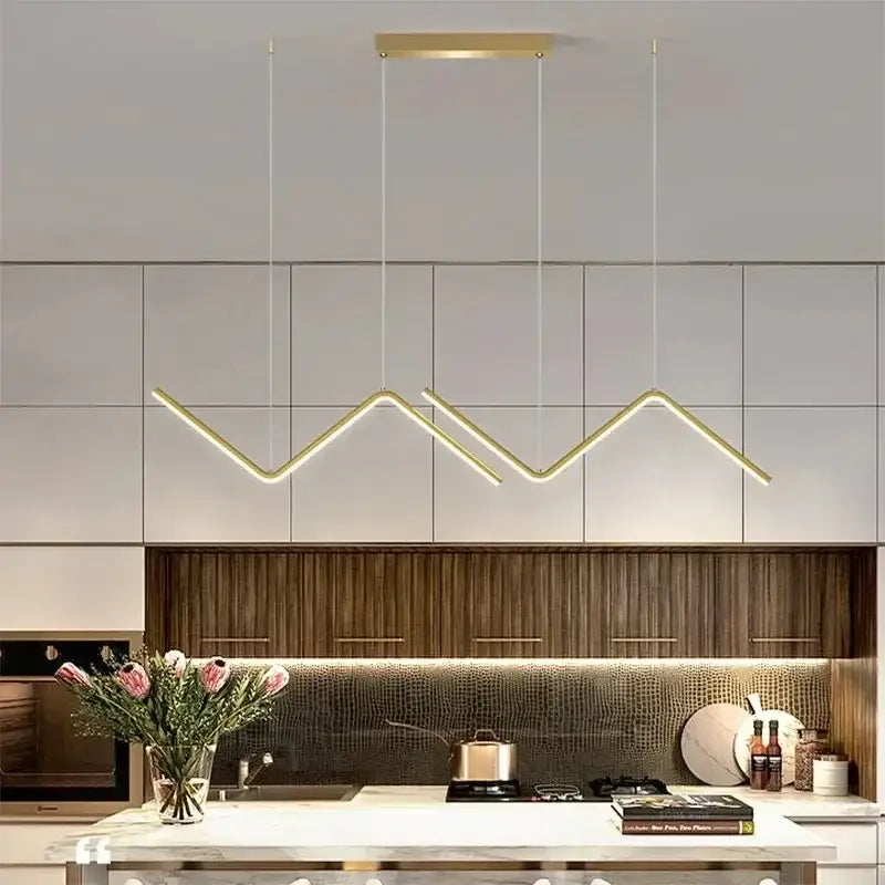 Modern black zigzag led pendant lights for dining room