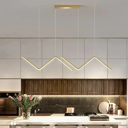 Modern black zigzag led pendant lights for dining room