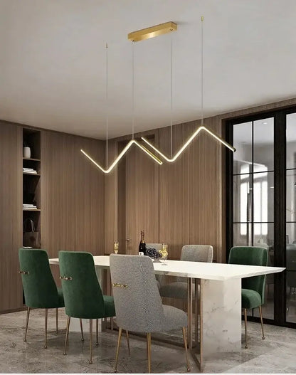 Modern black zigzag led pendant lights for dining room