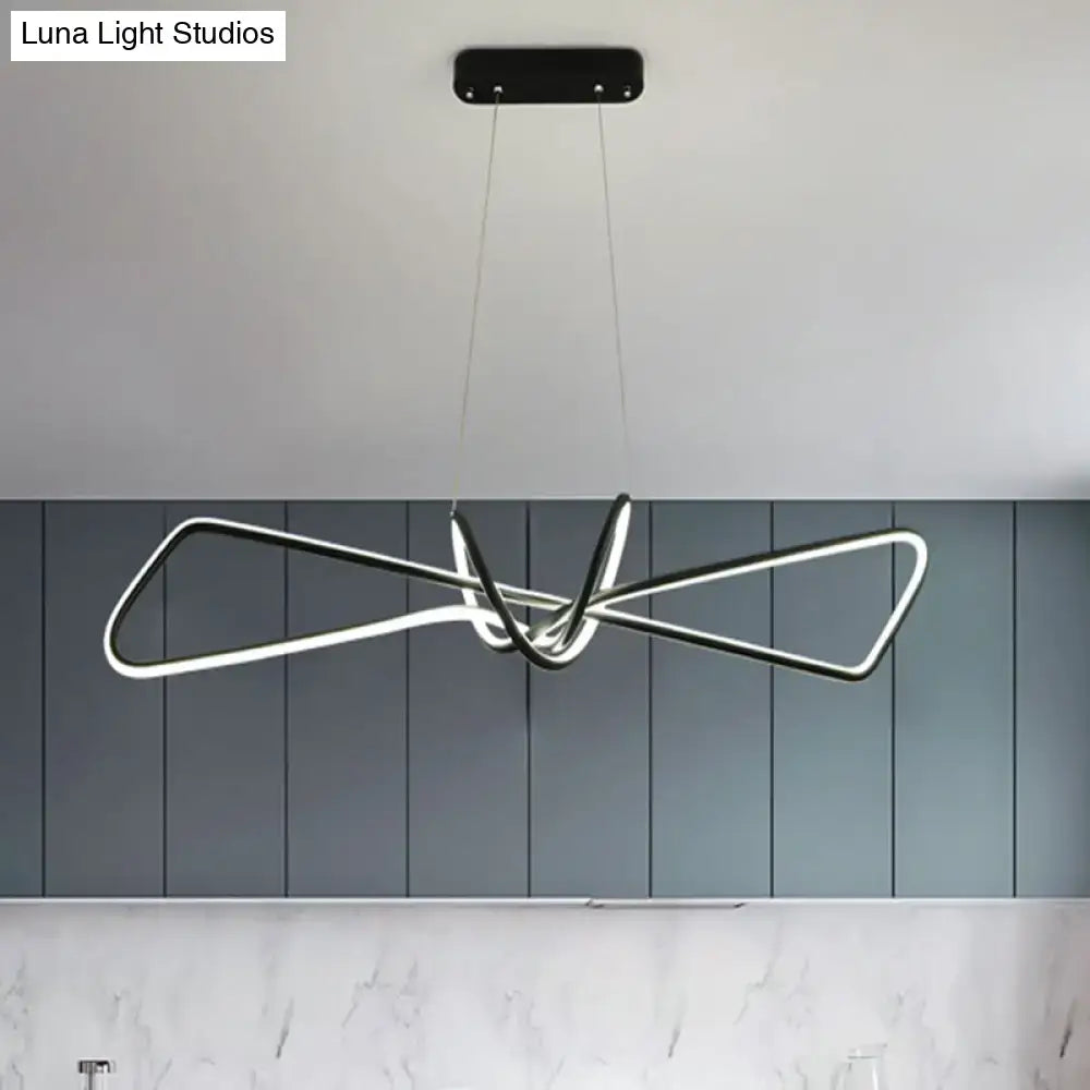 Modern minimalist black & gold bowtie led island lighting dining room