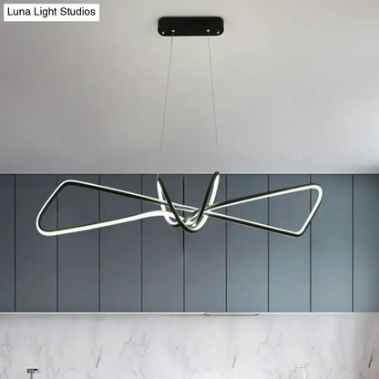 Modern minimalist black & gold bowtie led island lighting dining room