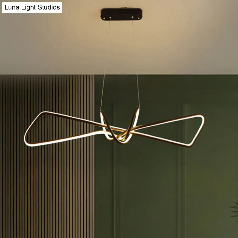 Modern minimalist black & gold bowtie led island lighting dining room