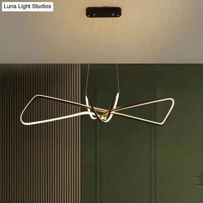 Modern minimalist black & gold bowtie led island lighting dining room