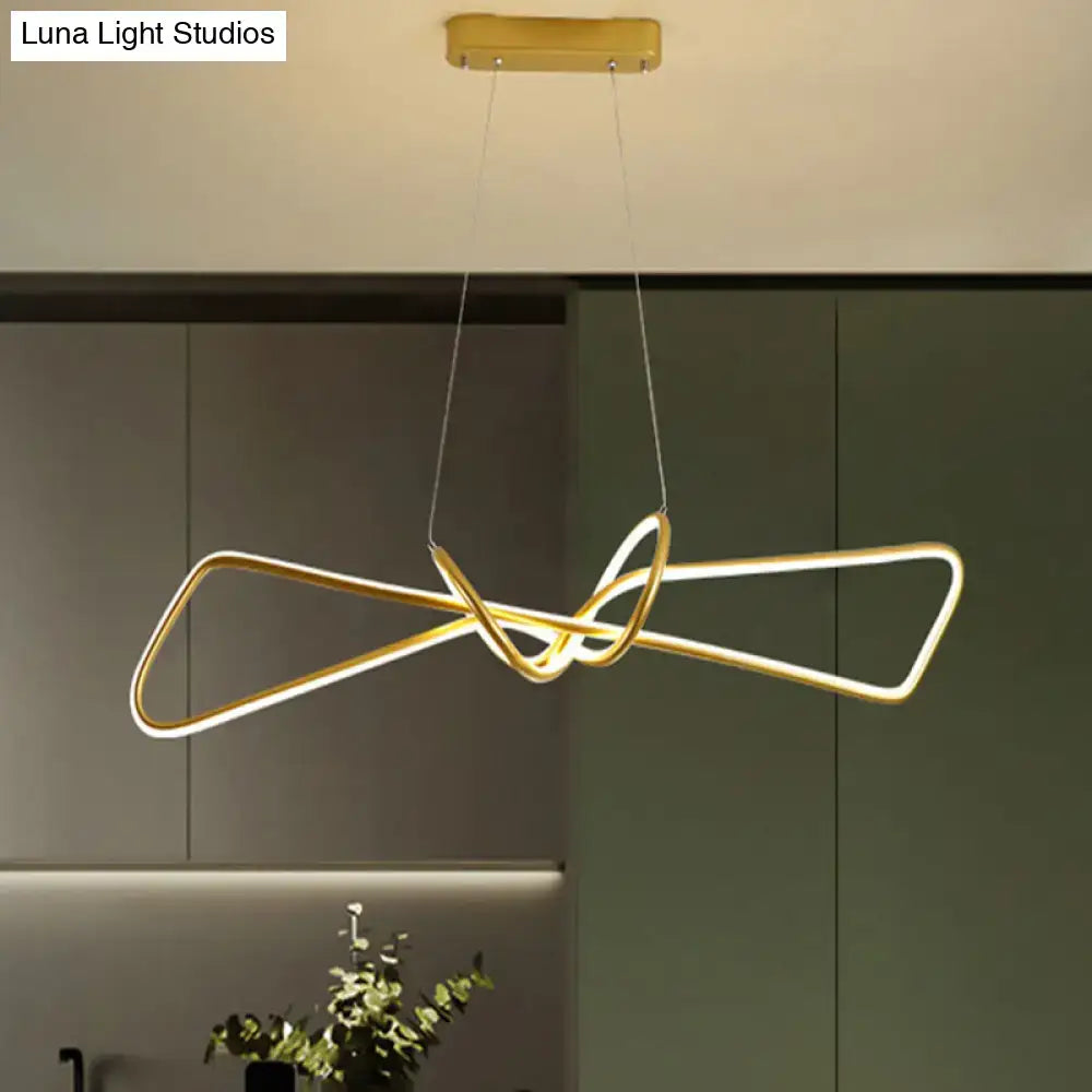 Modern minimalist black & gold bowtie led island lighting dining room