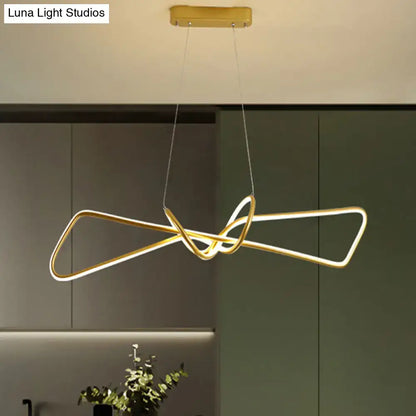 Modern minimalist black & gold bowtie led island lighting dining room