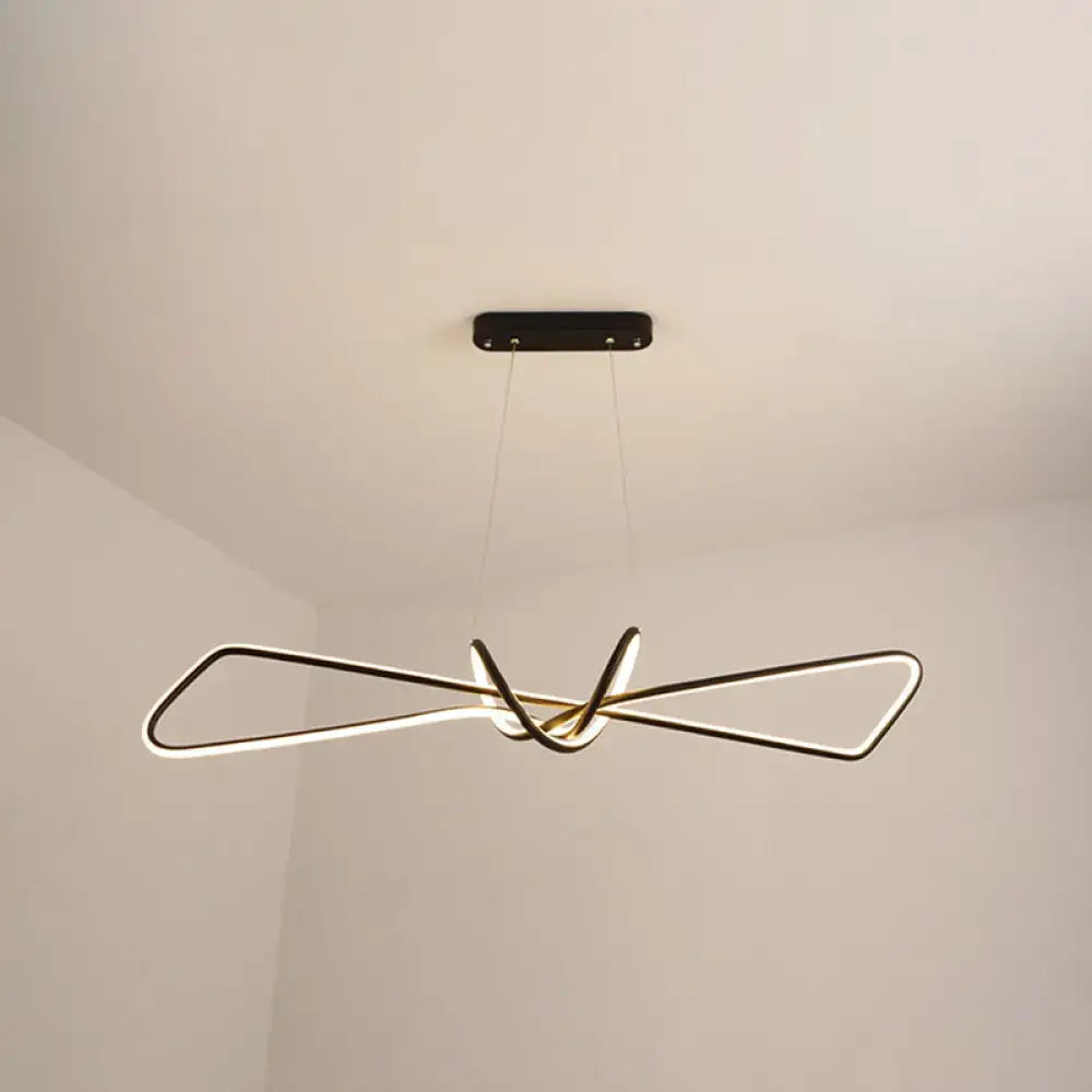 Modern minimalist black & gold bowtie led island lighting dining room