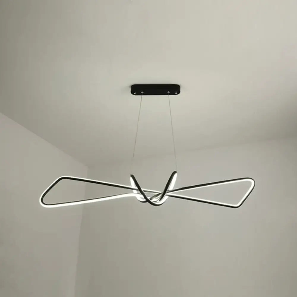 Modern minimalist black & gold bowtie led island lighting dining room