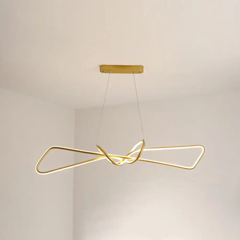 Modern minimalist black & gold bowtie led island lighting dining room