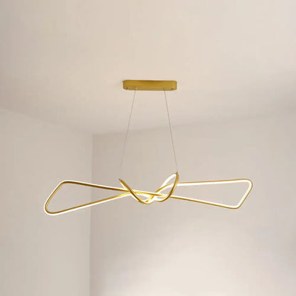 Modern minimalist black & gold bowtie led island lighting dining room