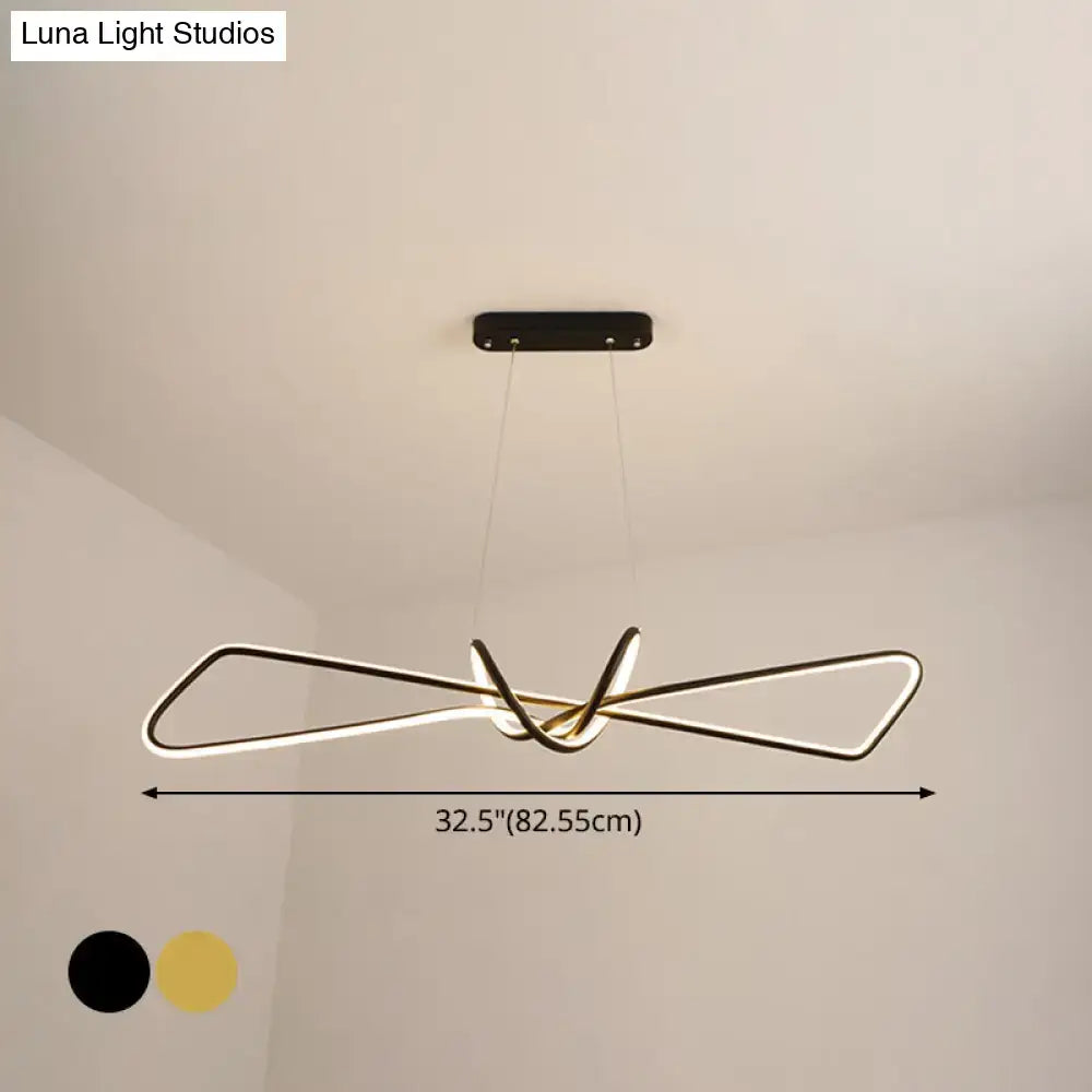 Modern minimalist black & gold bowtie led island lighting dining room