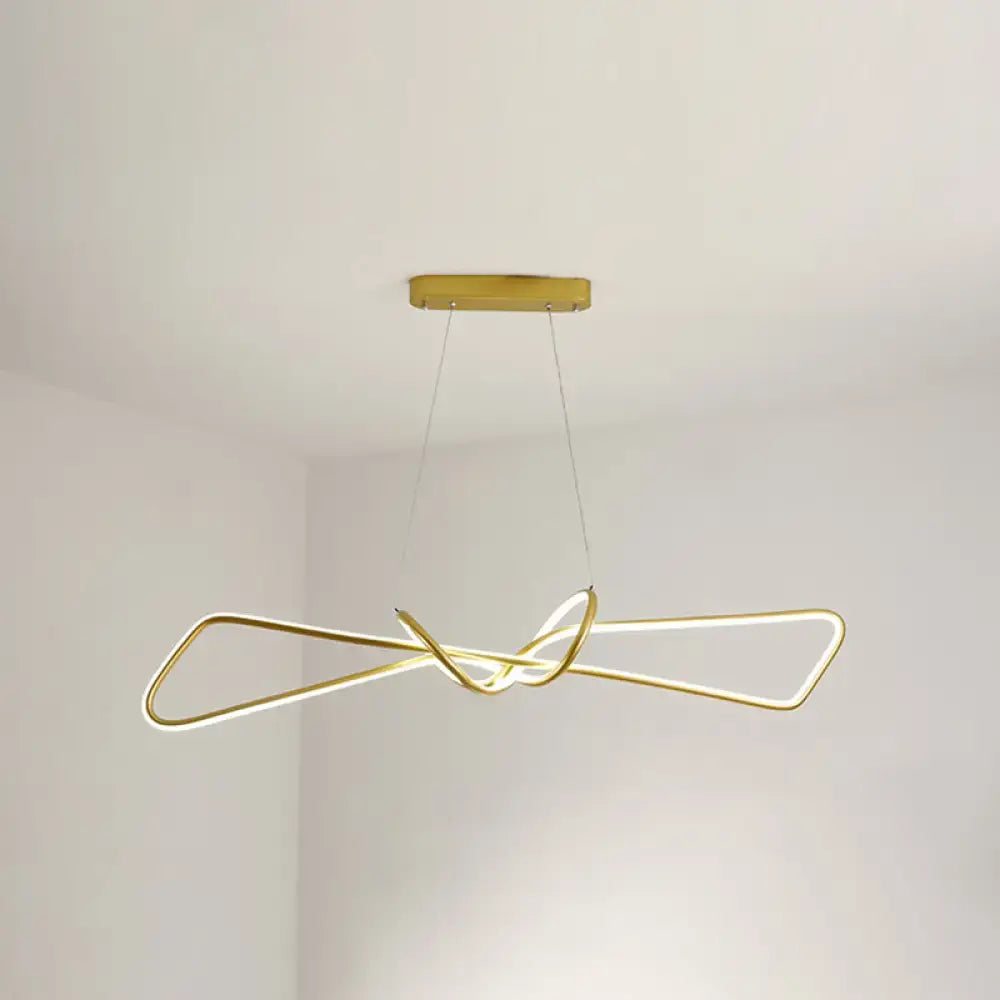 Modern minimalist black & gold bowtie led island lighting dining room