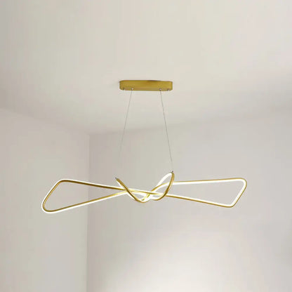 Modern minimalist black & gold bowtie led island lighting dining room