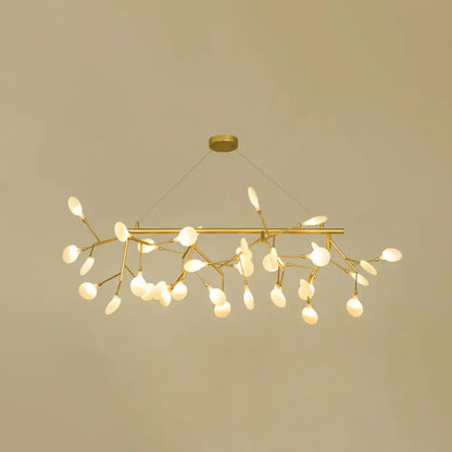 Contemporary gold branch metal pendant with glass shades bedroom light