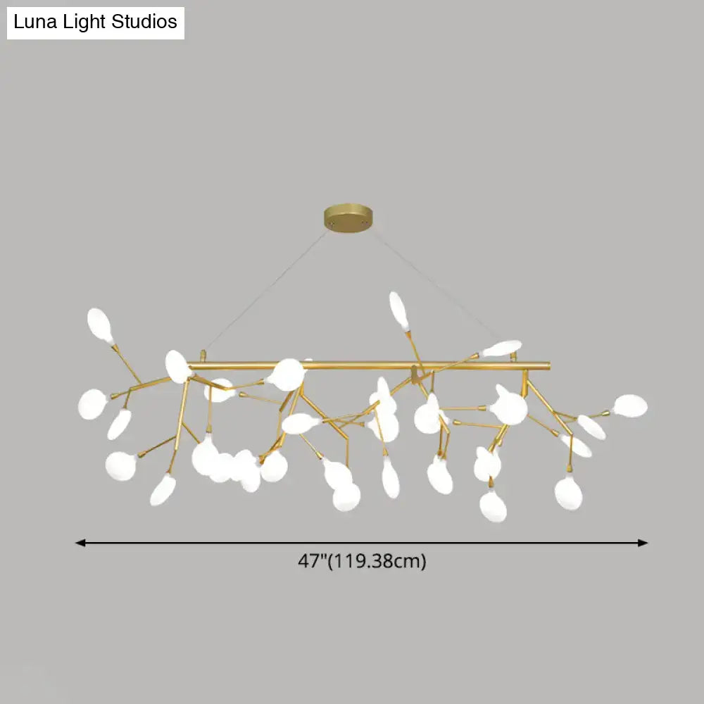 Contemporary gold branch metal pendant with glass shades bedroom light