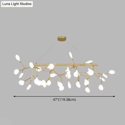 Contemporary gold branch metal pendant with glass shades bedroom light