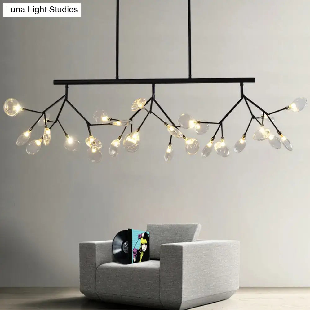 Contemporary gold branch metal pendant with glass shades bedroom light