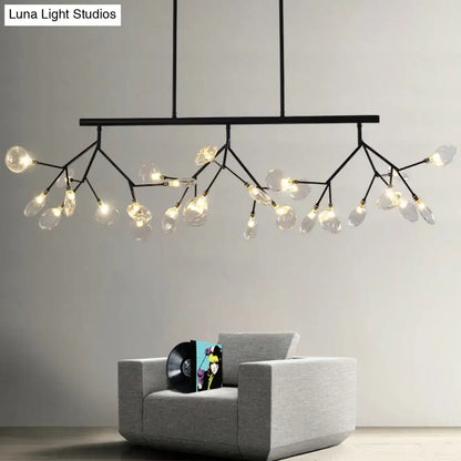 Contemporary gold branch metal pendant with glass shades bedroom light