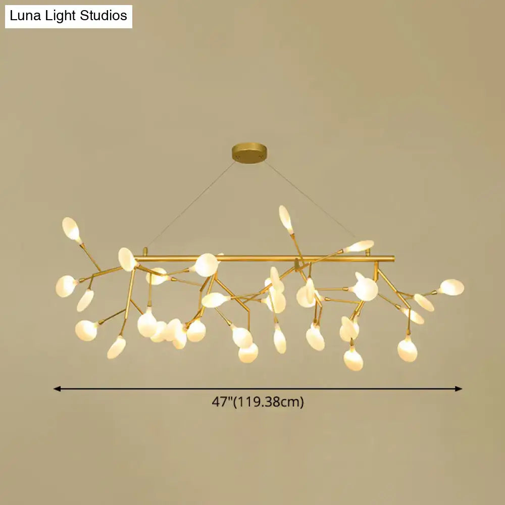 Contemporary gold branch metal pendant with glass shades bedroom light