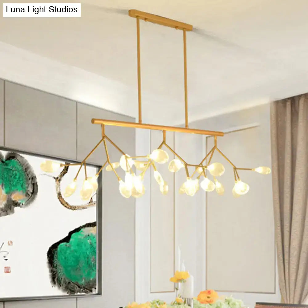 Contemporary gold branch metal pendant with glass shades bedroom light