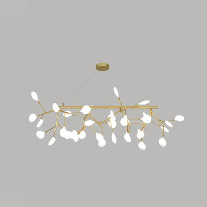Contemporary gold branch metal pendant with glass shades bedroom light