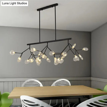 Contemporary gold branch metal pendant with glass shades bedroom light
