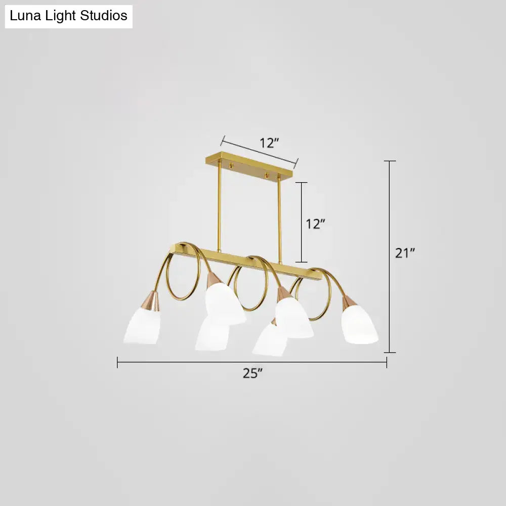 Modern black & gold contemporary milk glass chandelier dining room