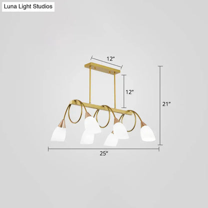 Modern black & gold contemporary milk glass chandelier dining room