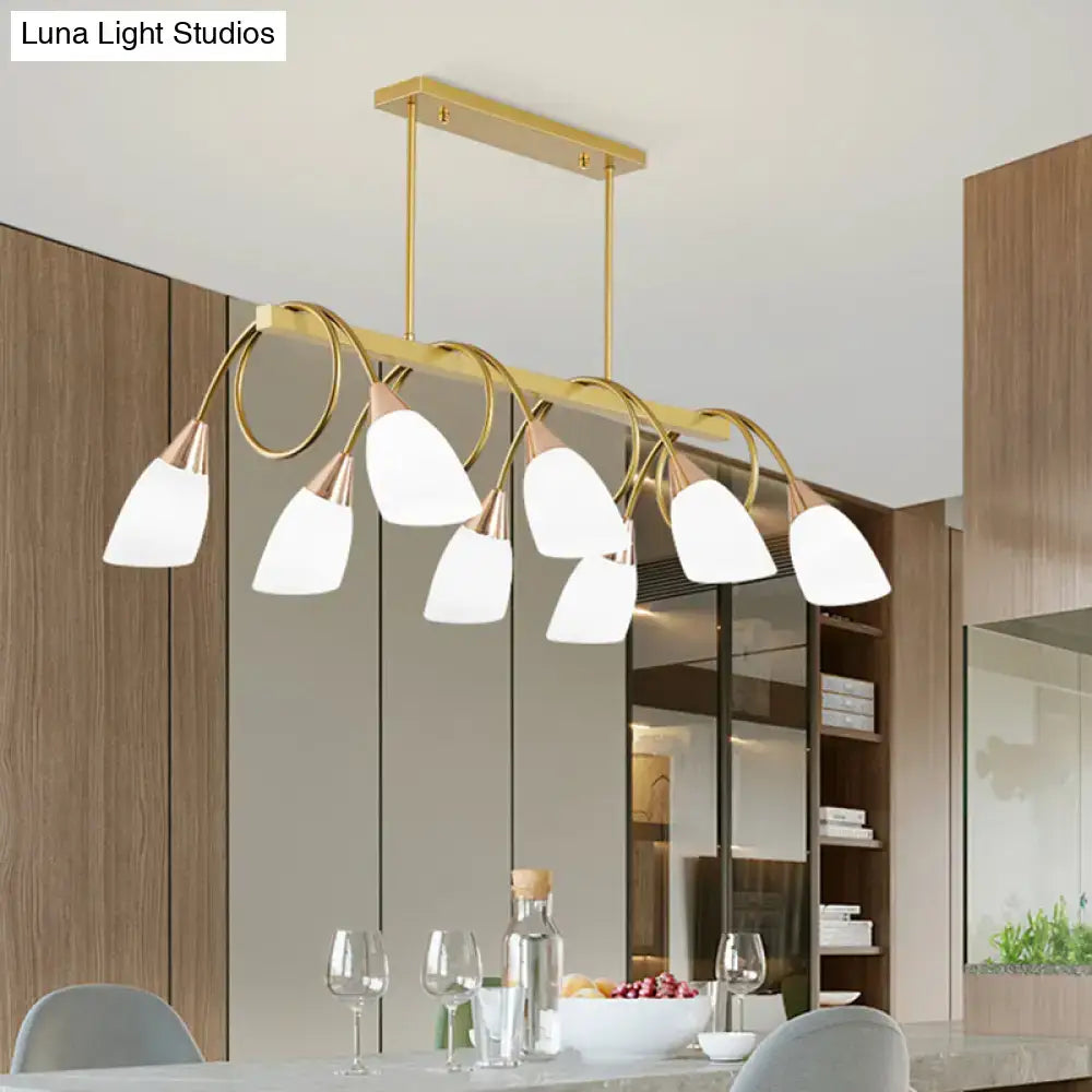 Modern black & gold contemporary milk glass chandelier dining room