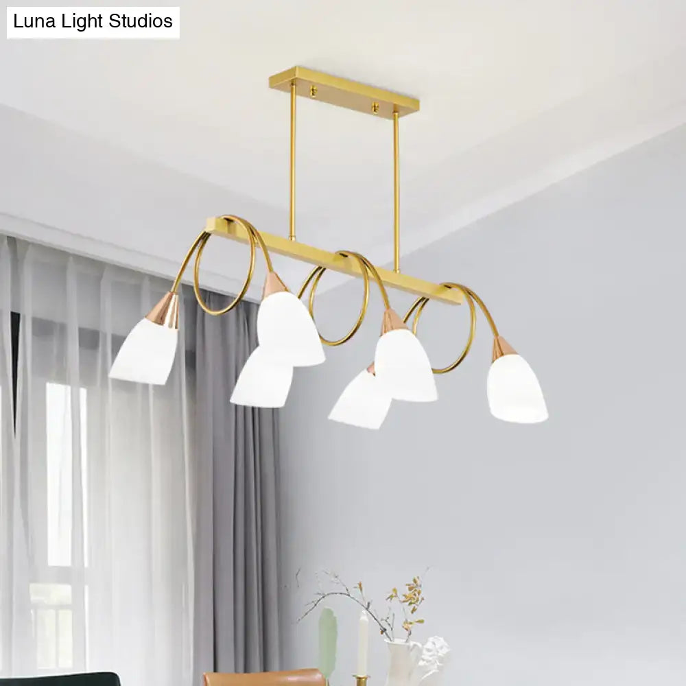 Modern black & gold contemporary milk glass chandelier dining room